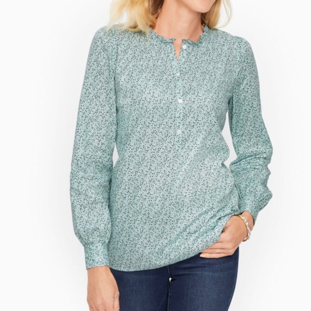 Talbots Pintuck Floral Popover | Medium Petite